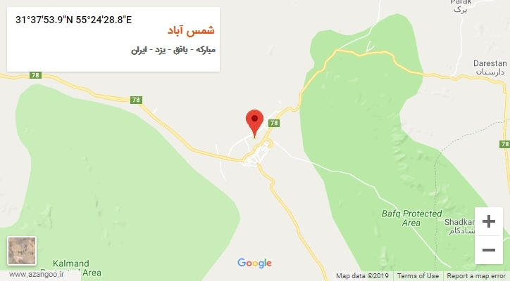 روستای شمس آباد بر روی نقشه