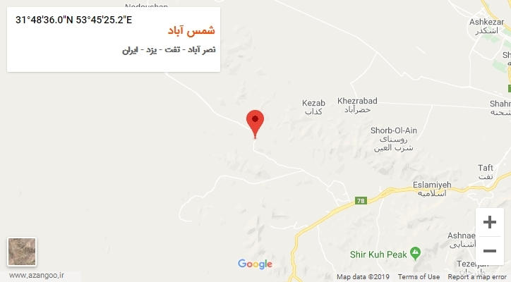 روستای شمس آباد بر روی نقشه