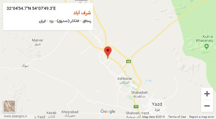 روستای شرف آباد بر روی نقشه