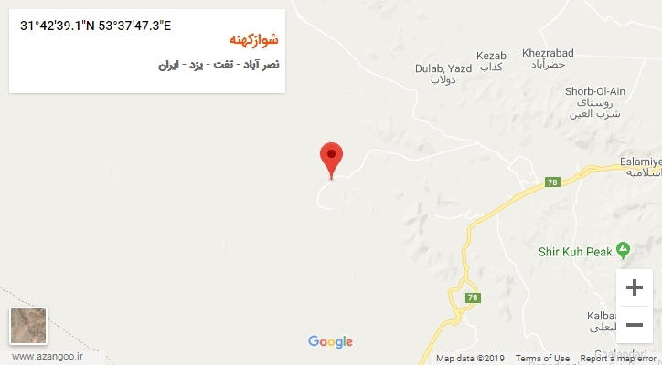 روستای شوازکهنه بر روی نقشه