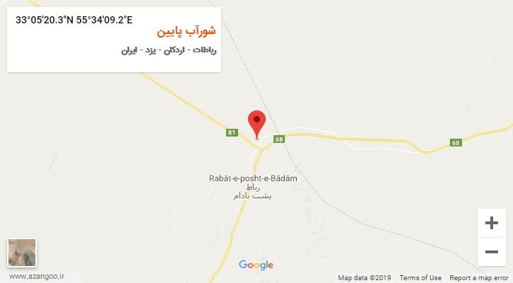 روستای شورآب پایین بر روی نقشه