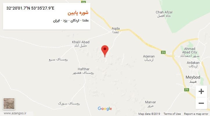 روستای شوره پایین بر روی نقشه