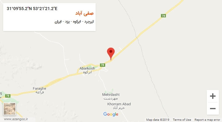 روستای صفی آباد بر روی نقشه