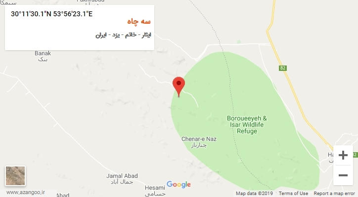 روستای سه چاه بر روی نقشه