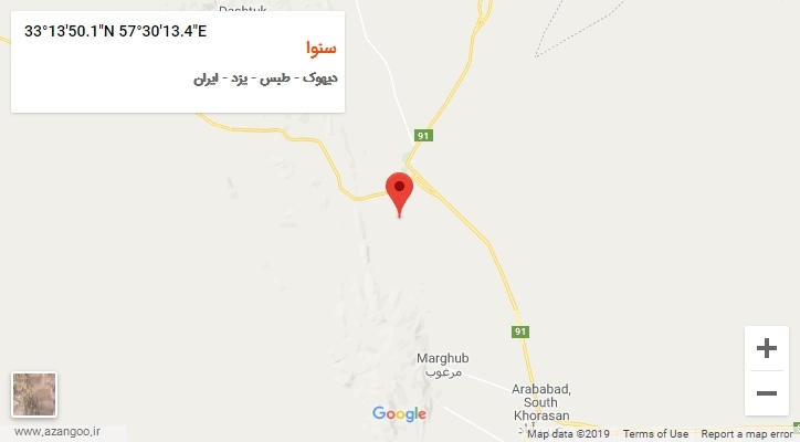 روستای سنوا بر روی نقشه
