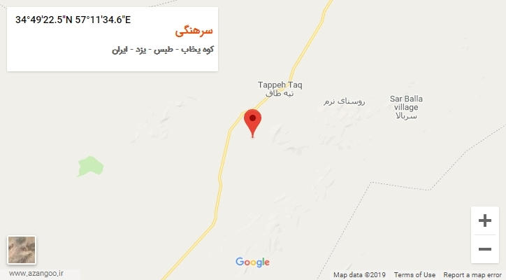 روستای سرهنگی بر روی نقشه