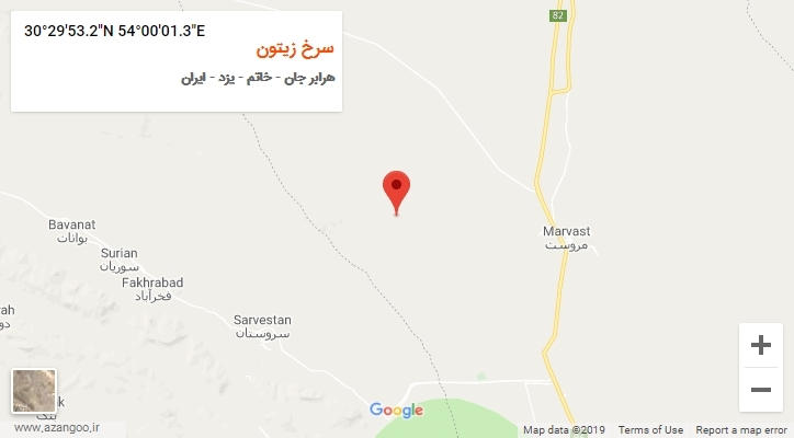 روستای سرخ زیتون بر روی نقشه