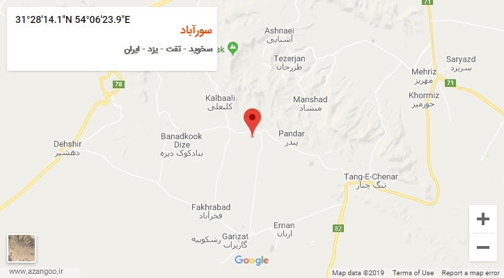 روستای سورآباد بر روی نقشه
