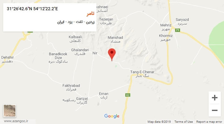روستای تامر بر روی نقشه
