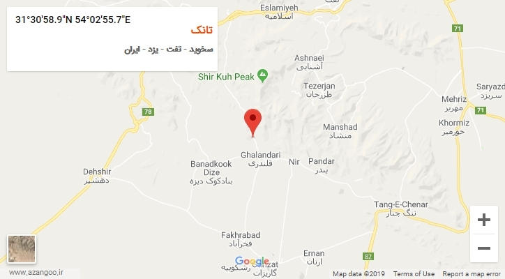 روستای تانک بر روی نقشه