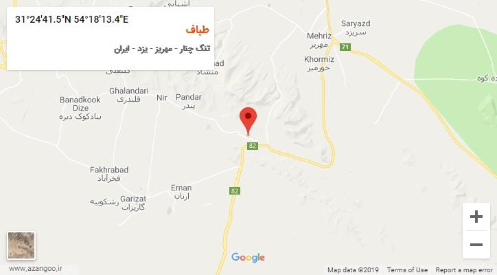 روستای طباف بر روی نقشه