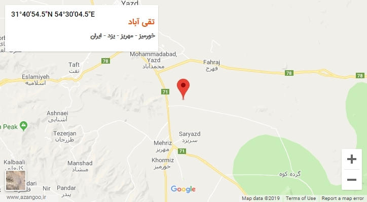 روستای تقی آباد بر روی نقشه