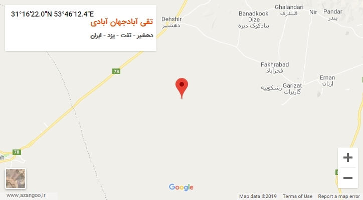 روستای تقی آبادجهان آبادی بر روی نقشه