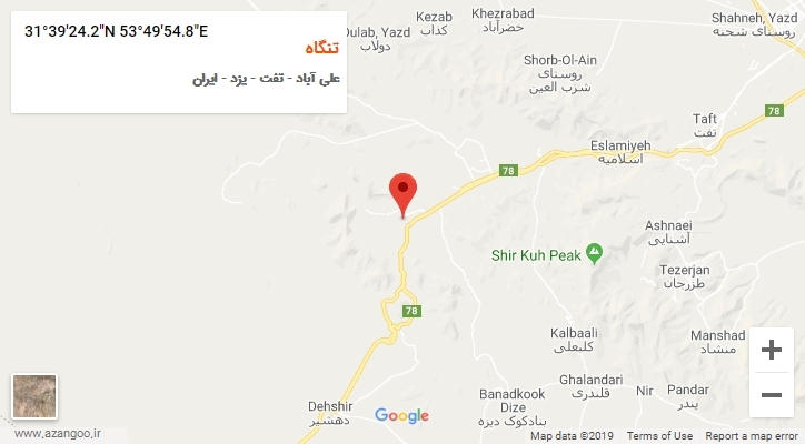 روستای تنگاه بر روی نقشه
