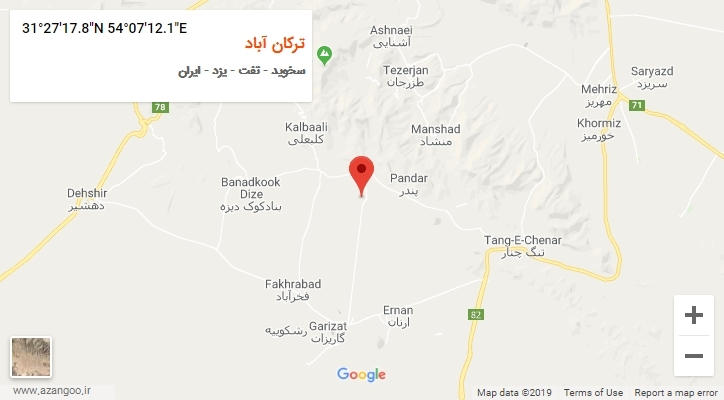 روستای ترکان آباد بر روی نقشه