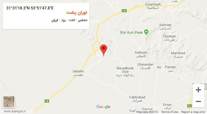 روستای توران پشت بر روی نقشه