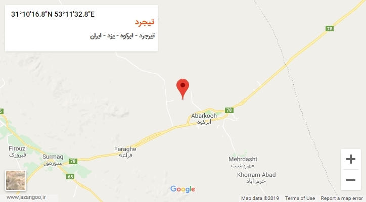 روستای تیجرد بر روی نقشه
