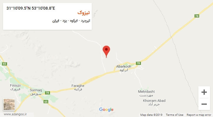 روستای تیزوک بر روی نقشه