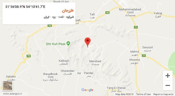 روستای طزرجان بر روی نقشه
