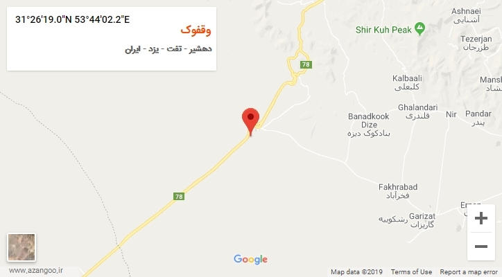 روستای وقفوک بر روی نقشه