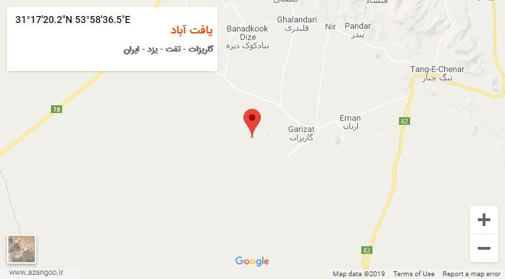 روستای یافت آباد بر روی نقشه