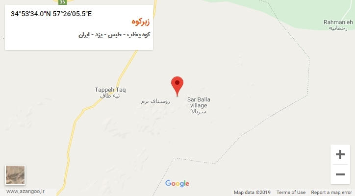 روستای زبرکوه بر روی نقشه