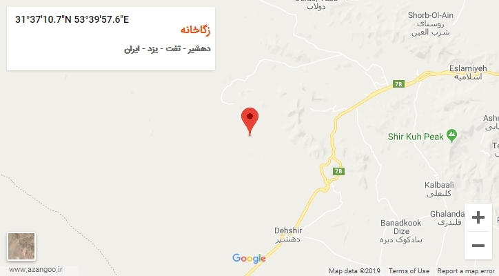 روستای زگاخانه بر روی نقشه
