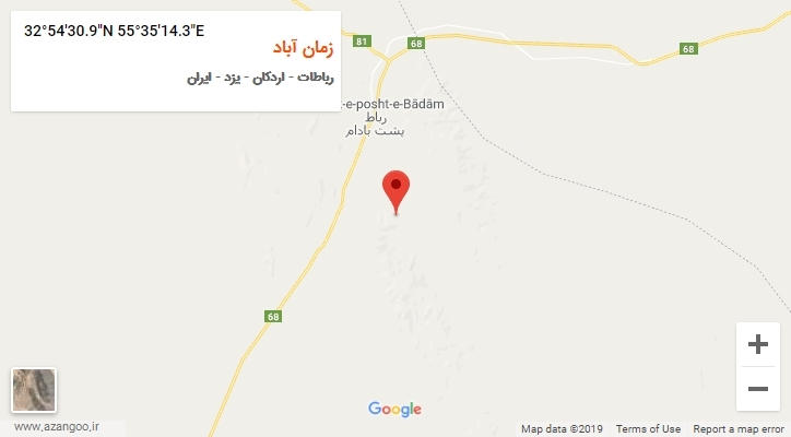 روستای زمان آباد بر روی نقشه