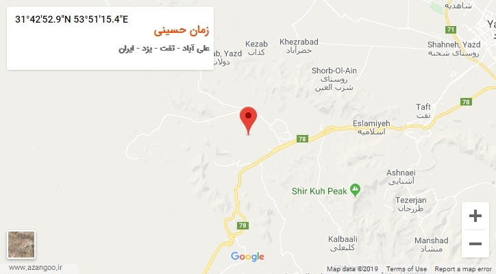 روستای زمان حسینی بر روی نقشه