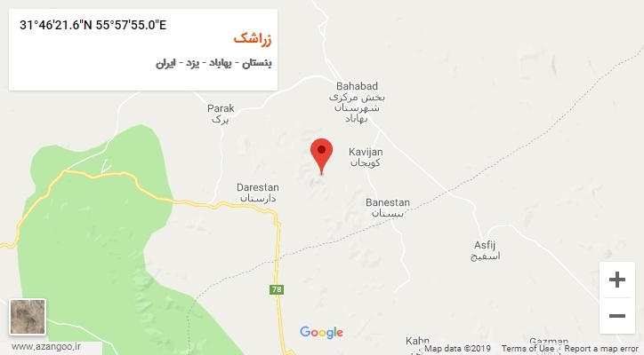 روستای زراشک بر روی نقشه