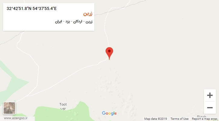 روستای زرین بر روی نقشه
