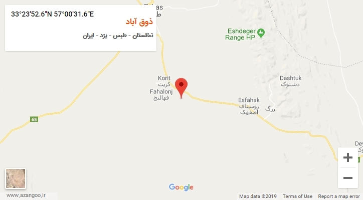 روستای ذوق آباد بر روی نقشه