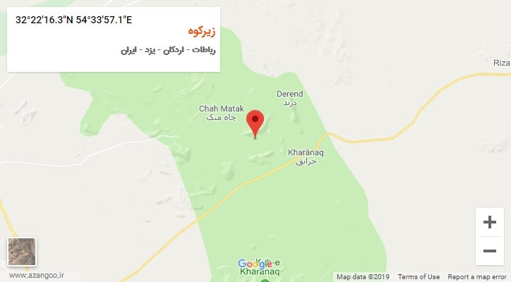 روستای زیرکوه بر روی نقشه