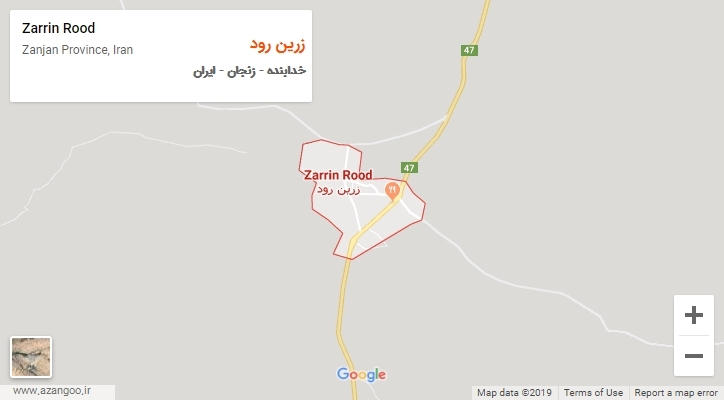 شهر زرین رود بر روی نقشه