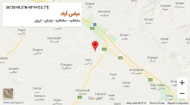 روستای عباس آباد بر روی نقشه