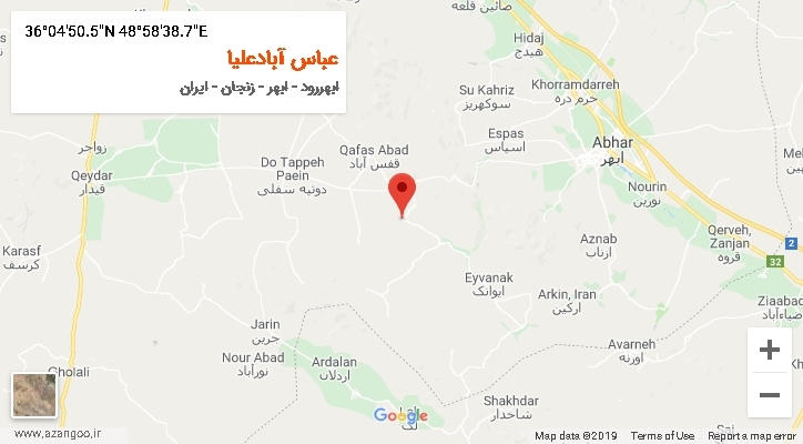 روستای عباس آبادعلیا بر روی نقشه