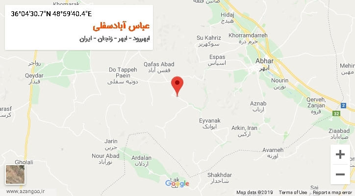 روستای عباس آبادسفلی بر روی نقشه
