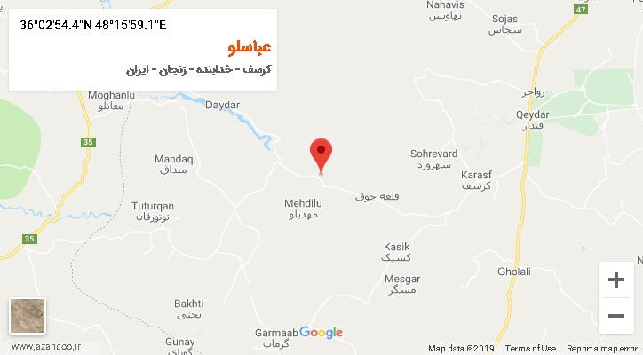 روستای عباسلو بر روی نقشه