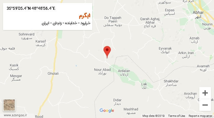 روستای ابگرم بر روی نقشه
