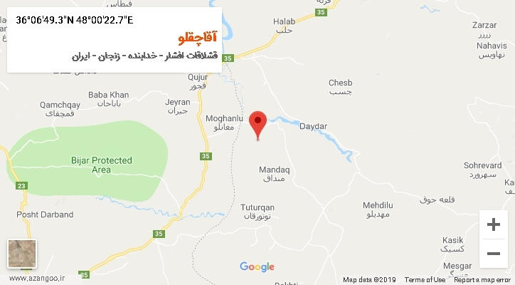 روستای آقاچقلو بر روی نقشه