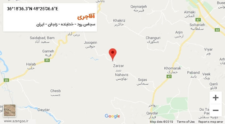 روستای آقاجری بر روی نقشه