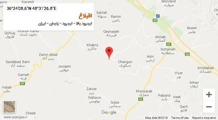 روستای اقبلاغ بر روی نقشه