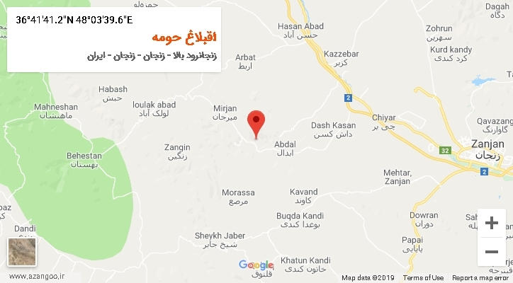 روستای اقبلاغ حومه بر روی نقشه