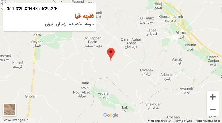روستای اقچه قیا بر روی نقشه