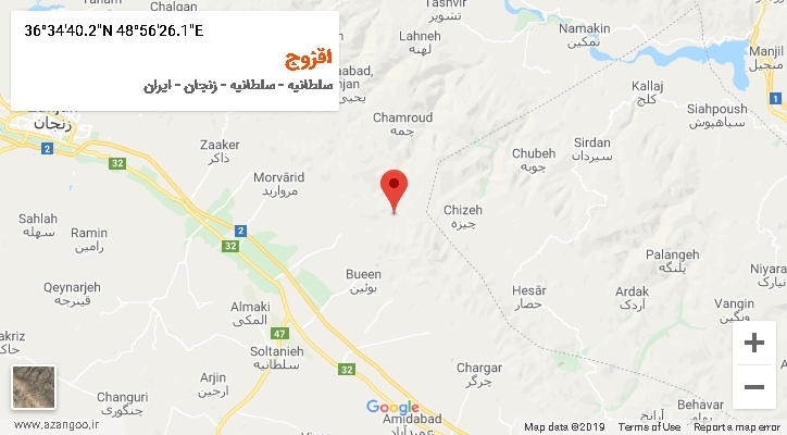 روستای اقزوج بر روی نقشه