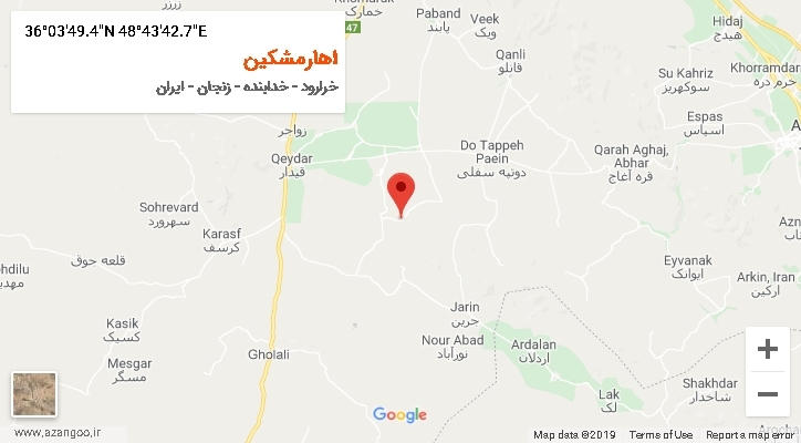 روستای اهارمشکین بر روی نقشه