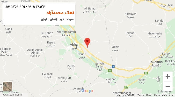 روستای اهک محمدآباد بر روی نقشه