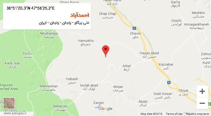 روستای احمدآباد بر روی نقشه