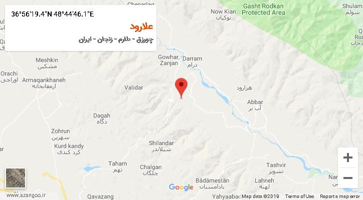 روستای علارود بر روی نقشه