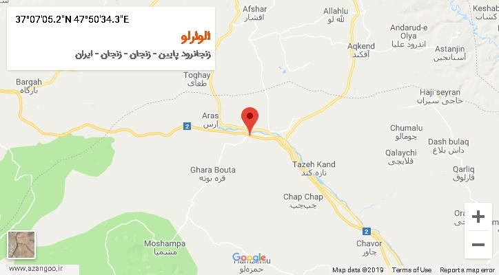 روستای الوارلو بر روی نقشه